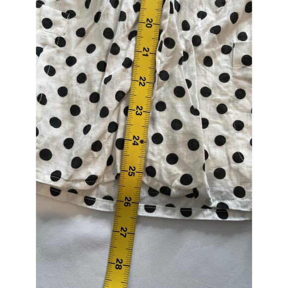Talbots White Black Polka Dot 100% Linen Button Up Shirt Size 22W Old Money - Picture 10 of 10